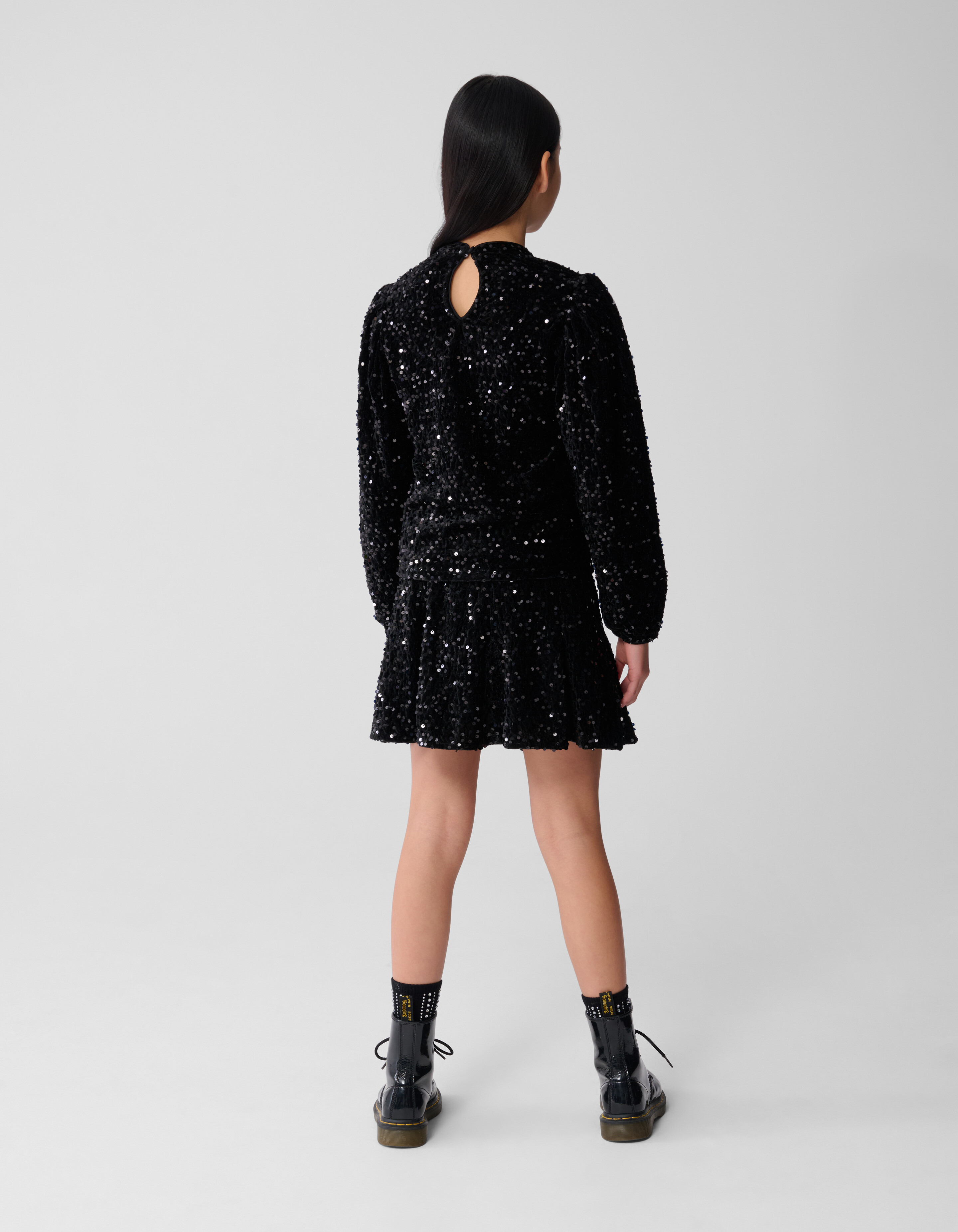 Sequin Longsleeve Top Schwarz SHOEBY GIRLS