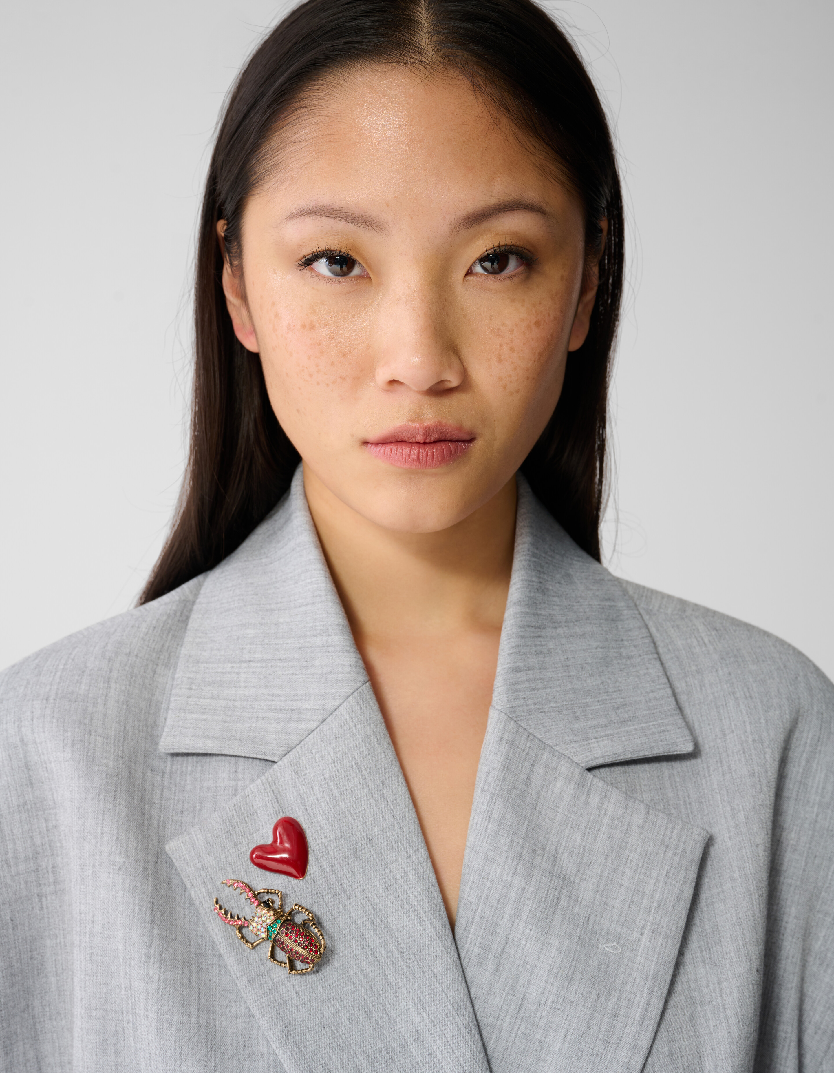 Herz-K&auml;fer-Broschen-Set Rot SHOEBY ACCESSOIRES