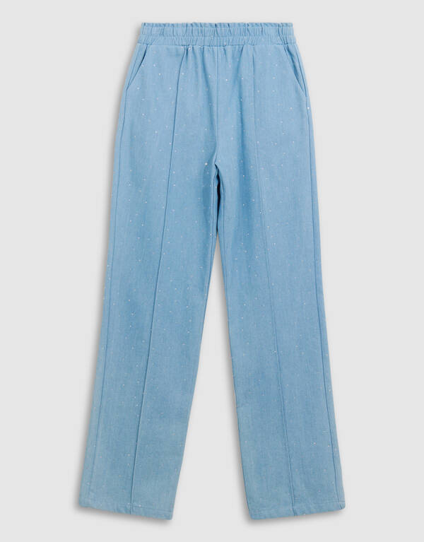 Strass Weite Beinform Hose Blau SHOEBY GIRLS