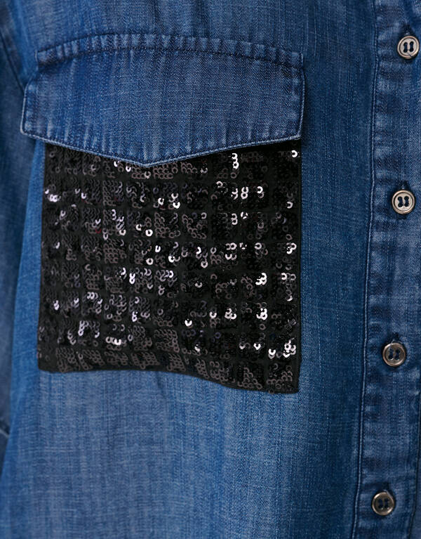 Denim Paillettenbluse Blau von Mieke SHOEBY WOMEN