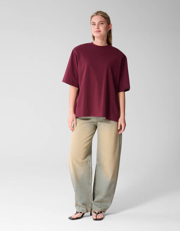 Split-T-Shirt Dunkelrot SHOEBY WOMEN