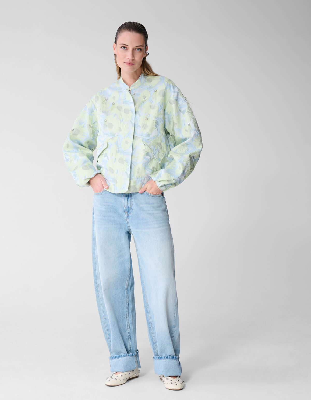 Oversized Strass Jacquard Jack Hellblau SHOEBY WOMEN