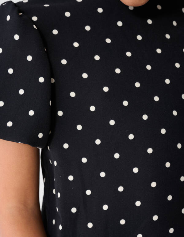 Twist Polkadot Top Schwarz SHOEBY GIRLS