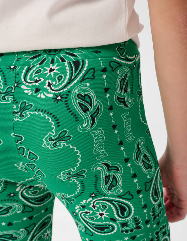 Bedruckte ausgestellte Rippen-Leggings Gr&uuml;n SHOEBY GIRLS