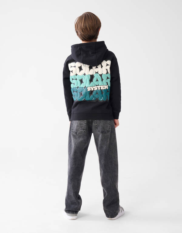Text Print Hoodie Schwarz SHOEBY BOYS