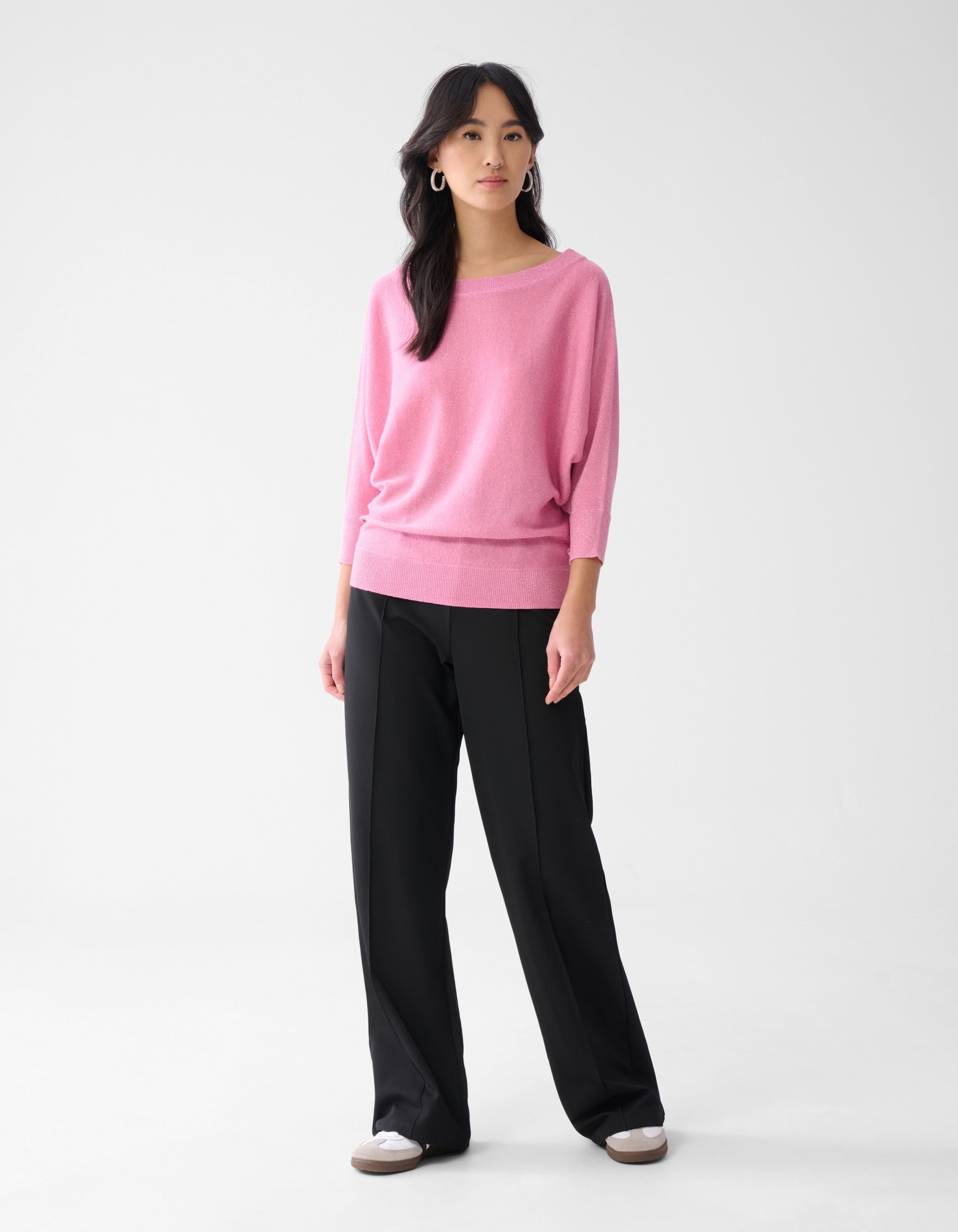 Glitzer Fledermaus-Ärmel Pullover Rosa SHOEBY WOMEN