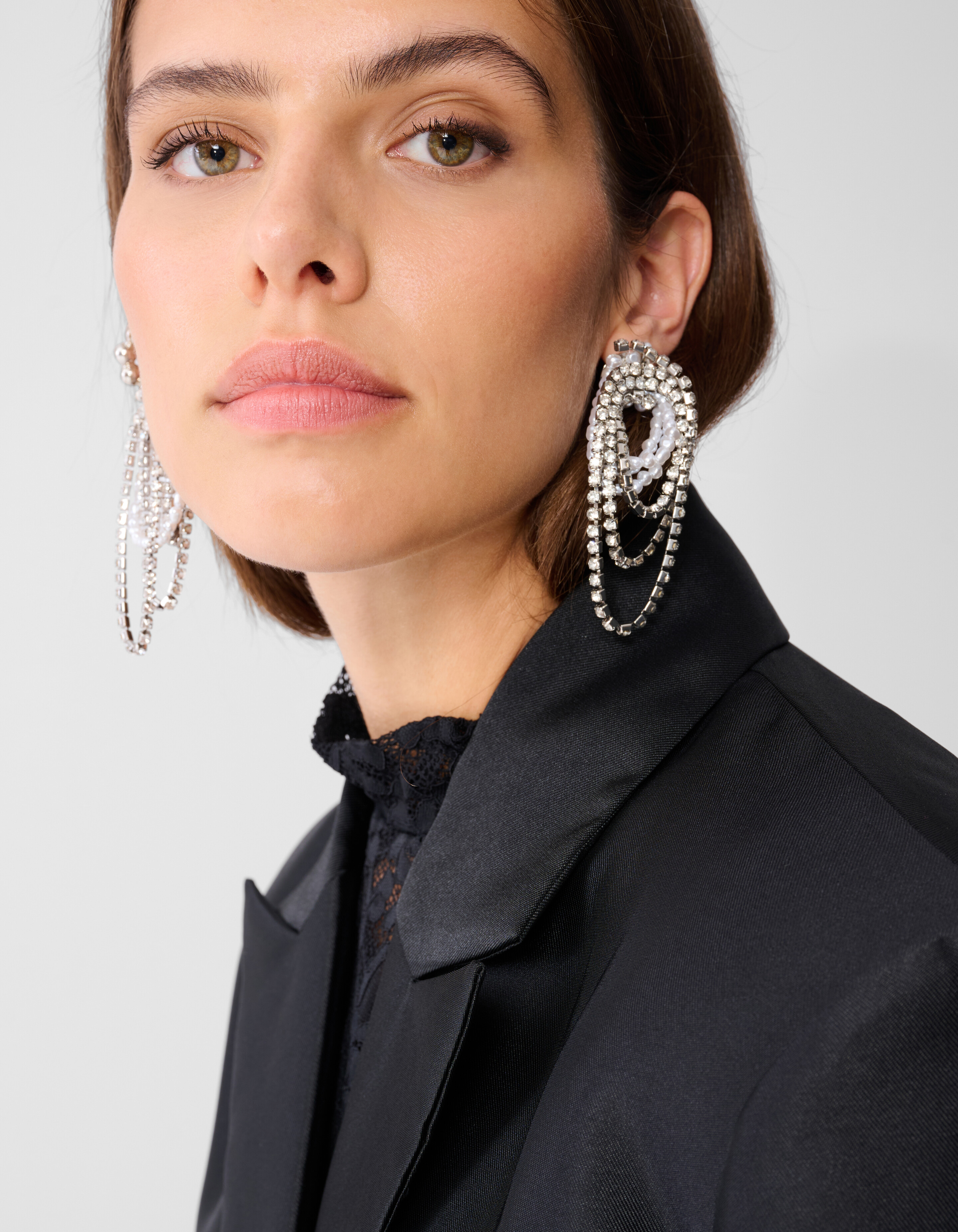 Oversized Satin Twill Blazer Black SHOEBY WOMEN