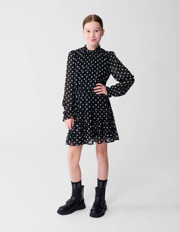 Gepunktetes Minikleid Schwarz/Wei&szlig; SHOEBY GIRLS