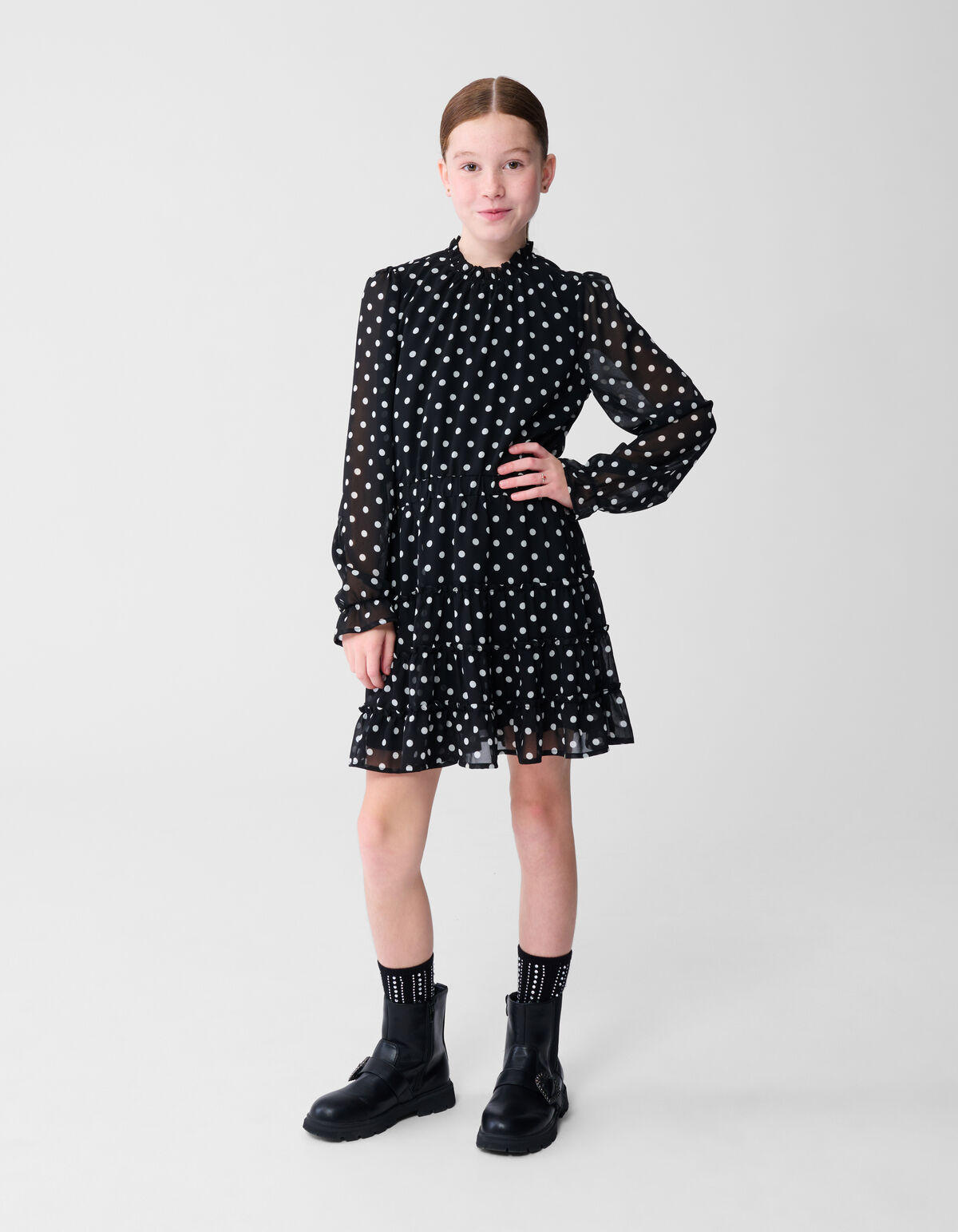 Gepunktetes Minikleid Schwarz/Wei&szlig; SHOEBY GIRLS