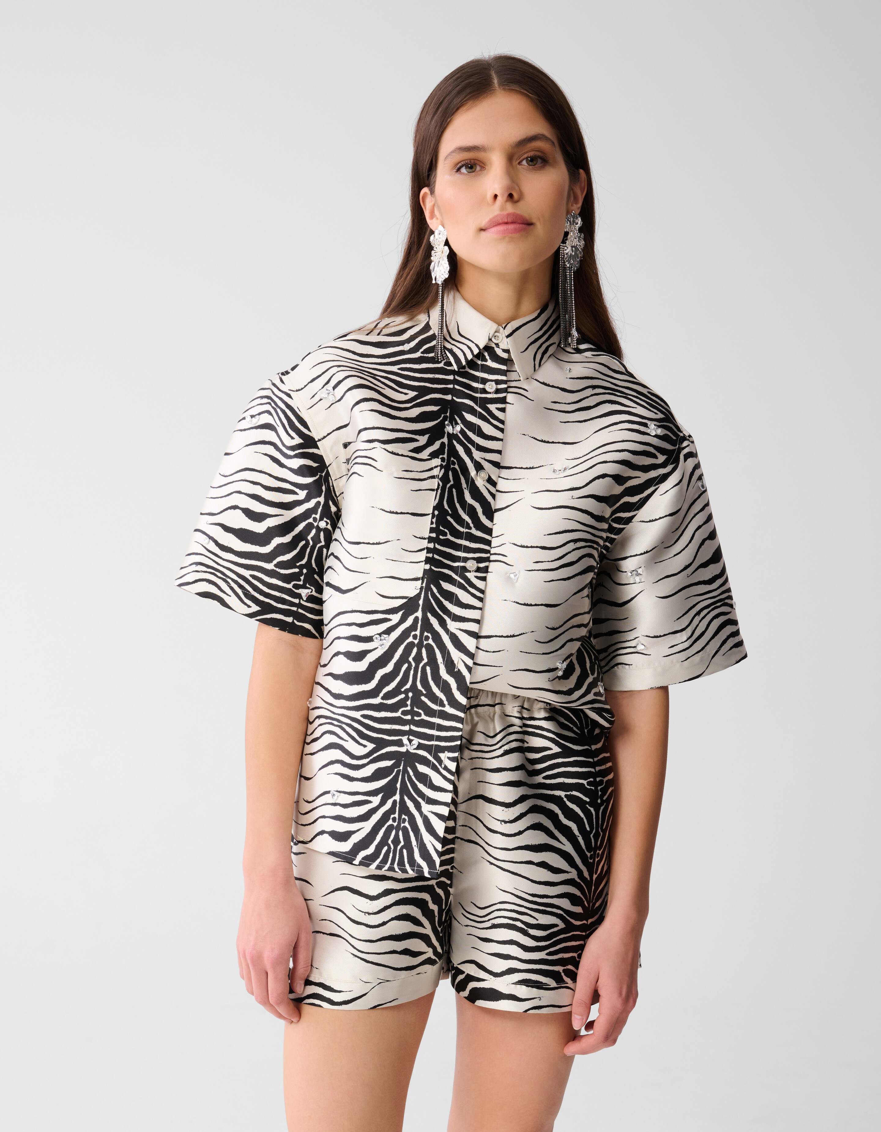 Bluse mit Zebramuster Schwarz/ Off-white SHOEBY WOMEN