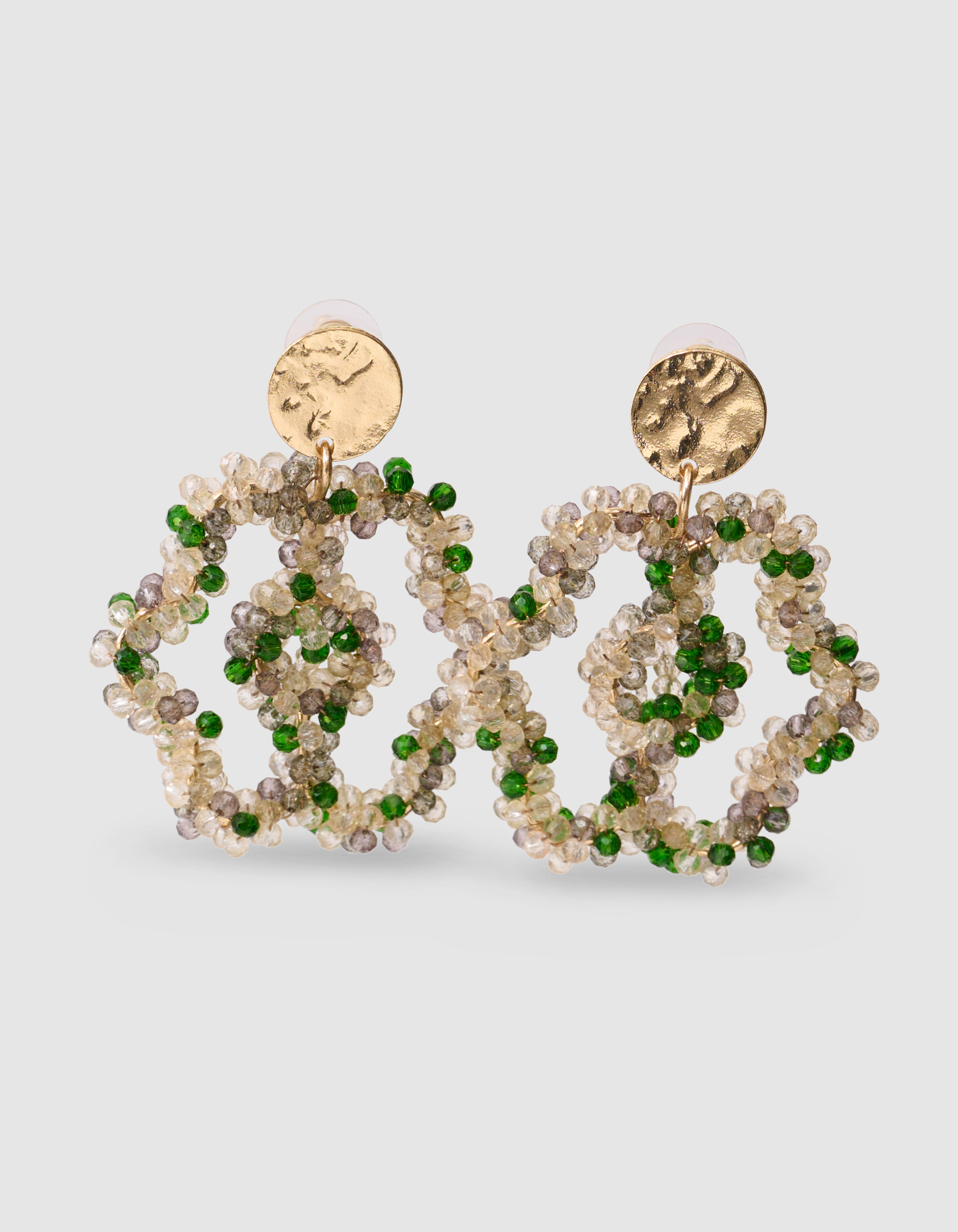 Mehrreihige Perlenohrringe Gr&uuml;n SHOEBY ACCESSOIRES