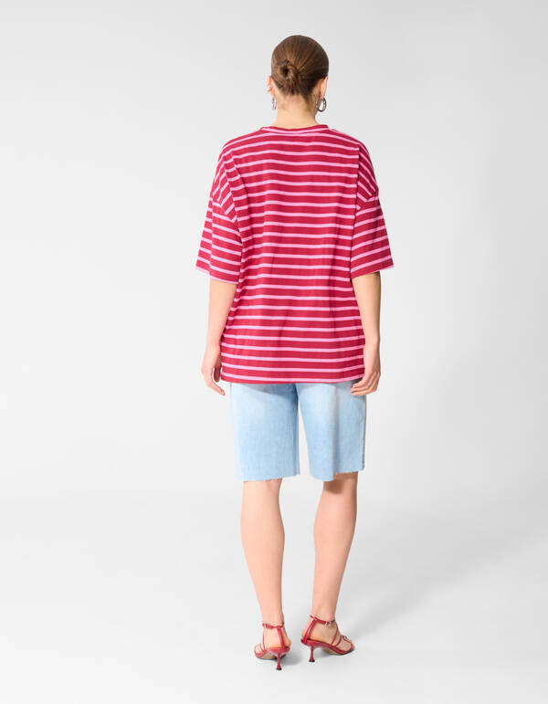 Schal Gestreiftes T-Shirt Rosa/Rot SHOEBY WOMEN
