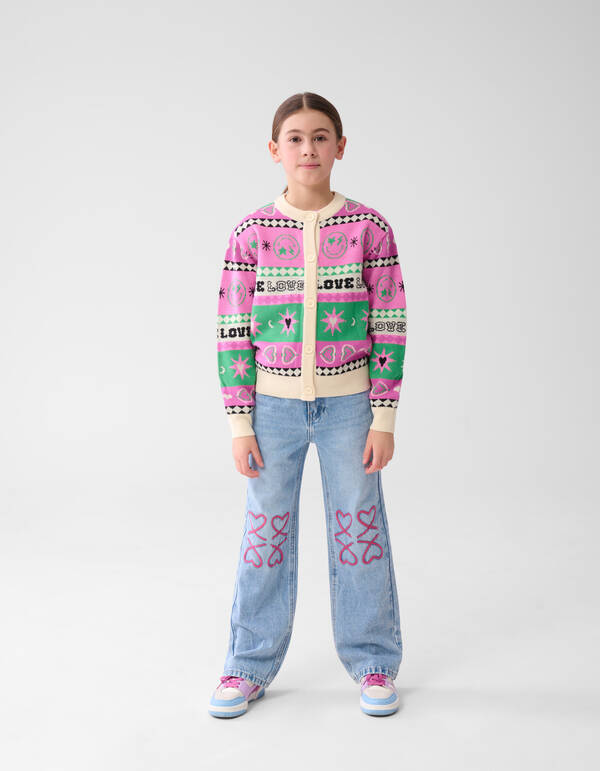 Bedruckte Strickjacke Off White SHOEBY GIRLS