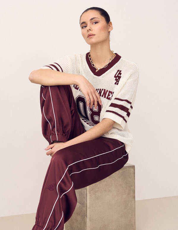 Satin-Kontrast-Jogger Dunkelrot SHOEBY WOMEN