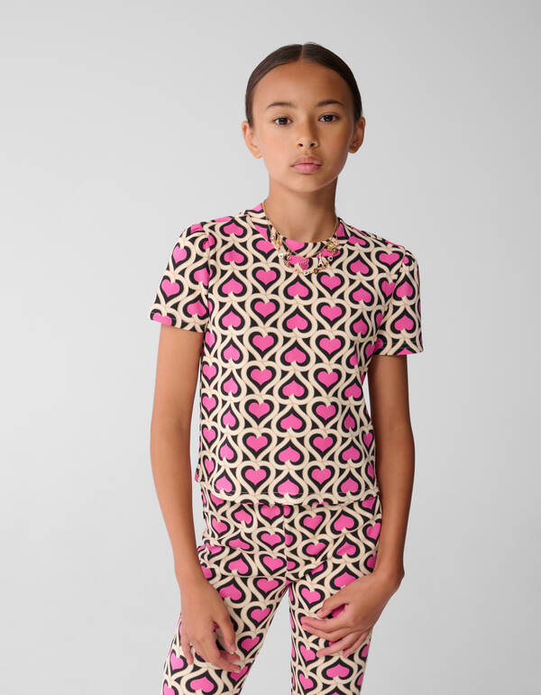 Rippen-Top mit Herzmotiv Rosa SHOEBY GIRLS