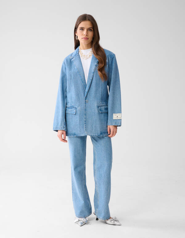 &Uuml;bergro&szlig;er Denim-Blazer Mediumstone SHOEBY WOMEN