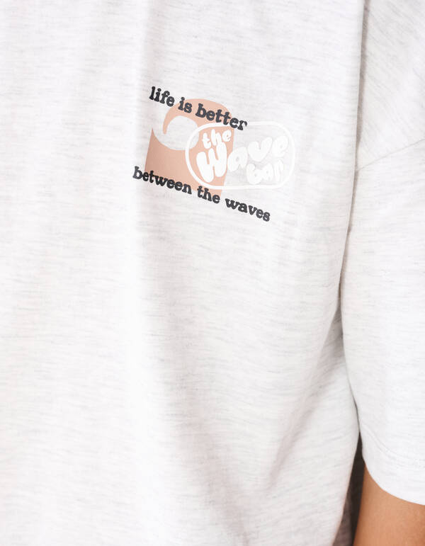 Oversized Waves Artwork T-Shirt Hellgrau SHOEBY BOYS