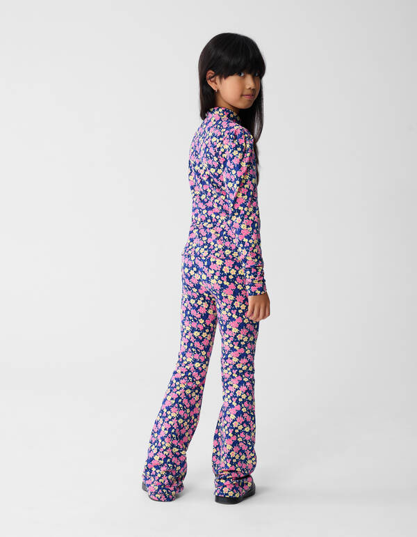 Flower Flared Fit Leggings Dunkelblau/Rosa SHOEBY GIRLS