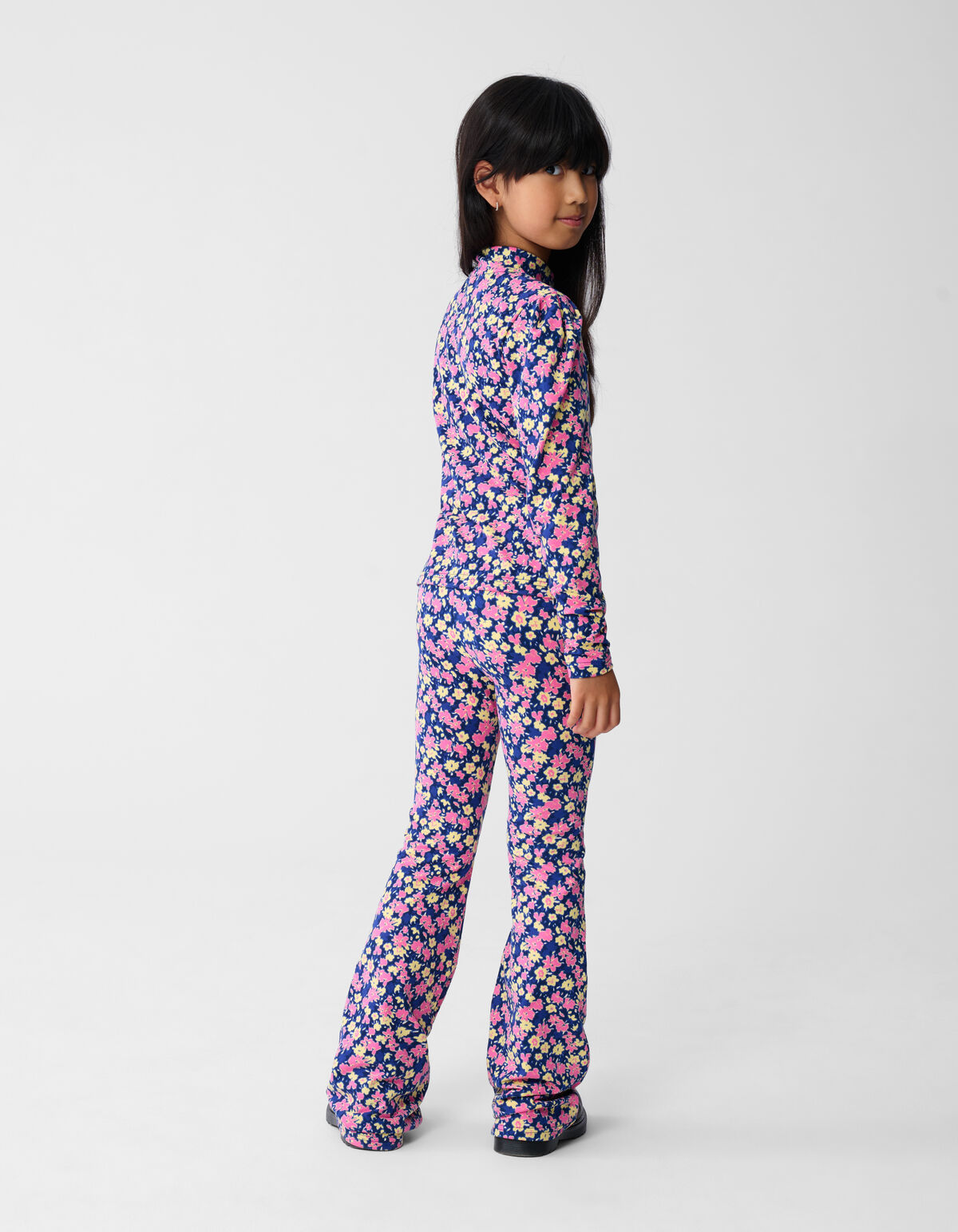 Flower Flared Fit Leggings Dunkelblau/Rosa SHOEBY GIRLS