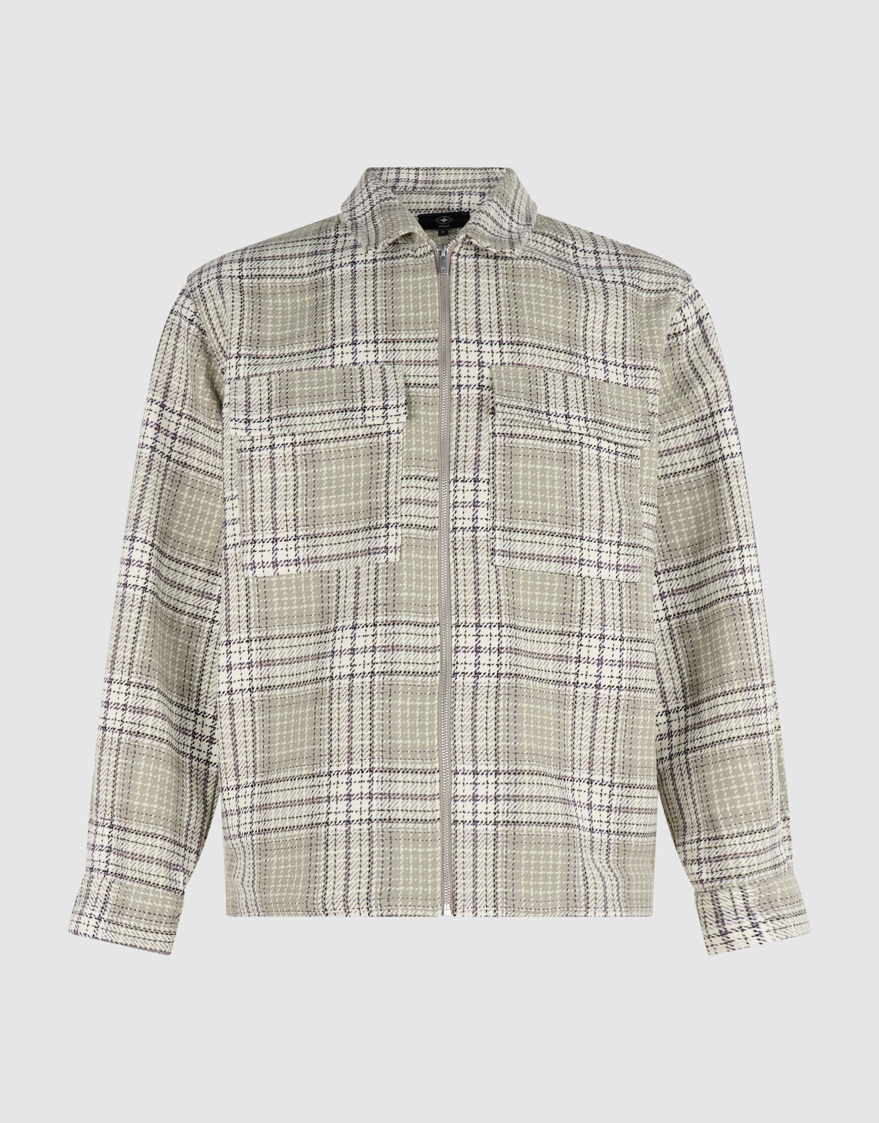 Hellgr&uuml;nes kariertes Overshirt Rei&szlig;verschluss SHOEBY MEN