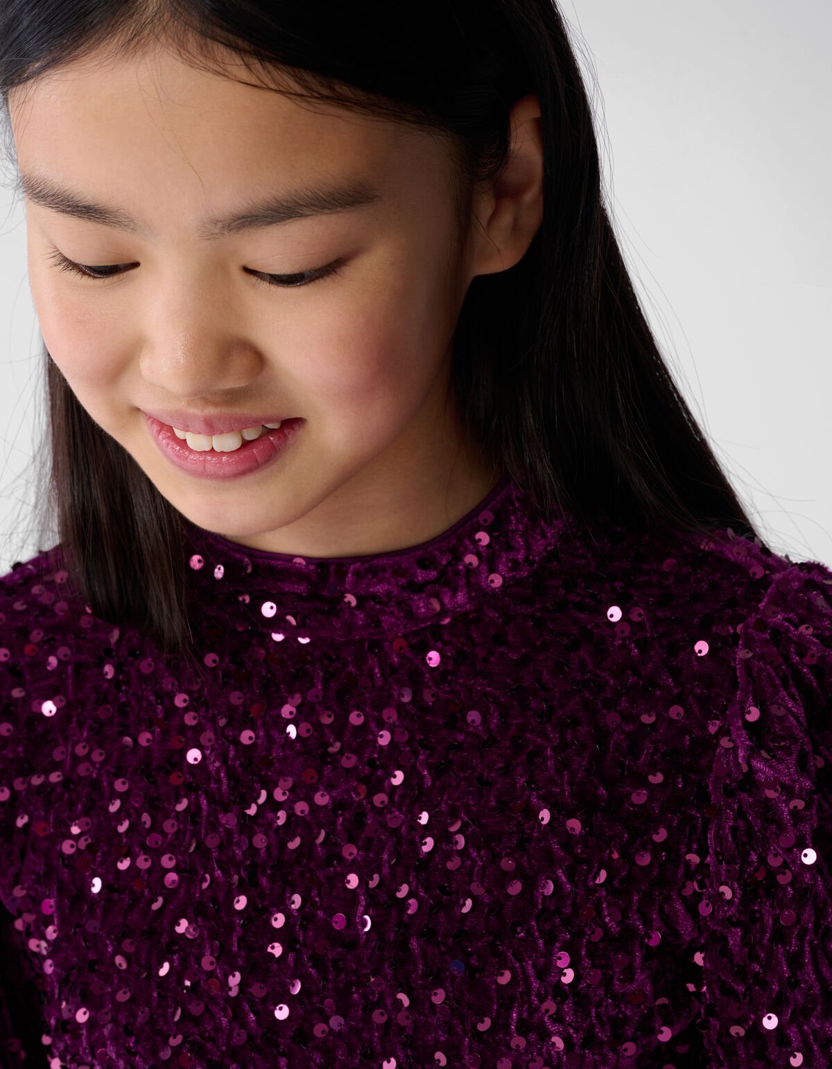 Sequin Longsleeve Top Dunkelrosa SHOEBY GIRLS