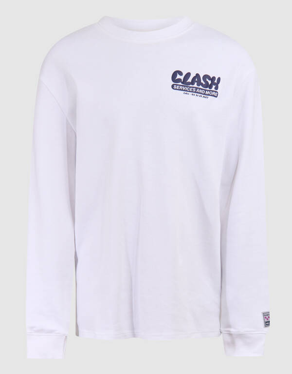 Text-Langarm-T-Shirt Wei&szlig; SHOEBY BOYS