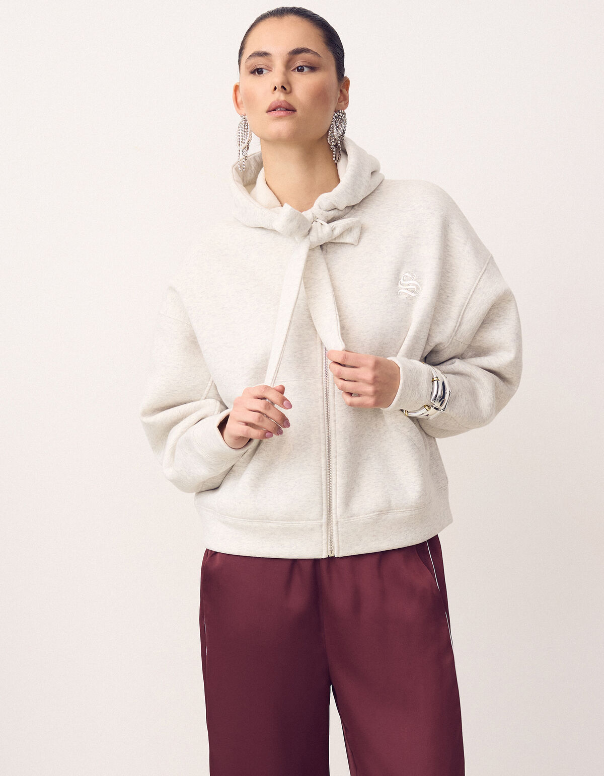Oversized Hoodie-Weste Hellgrau SHOEBY WOMEN