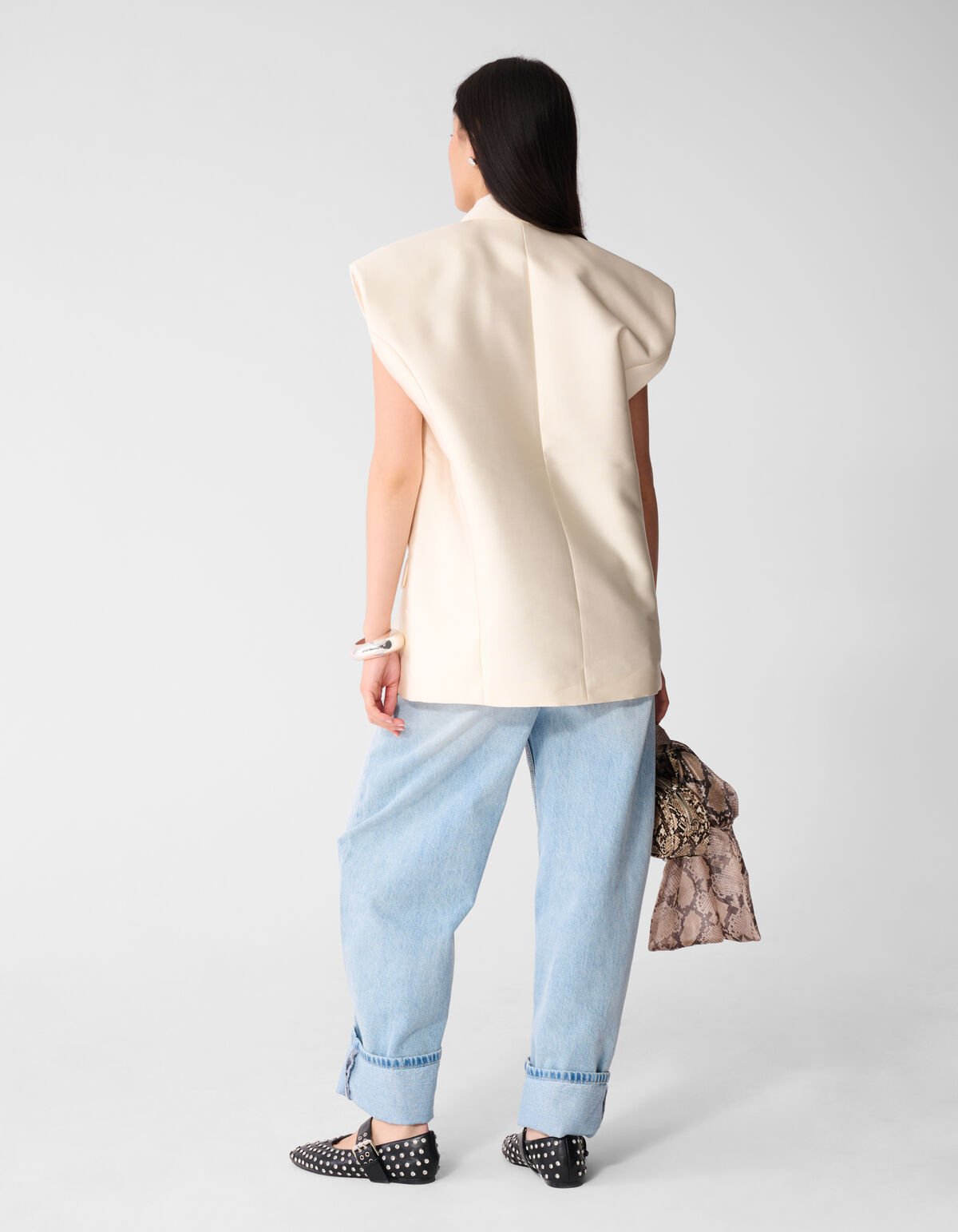 Oversized-Blazer ohne &Auml;rmel, gebrochenes Wei&szlig; SHOEBY WOMEN