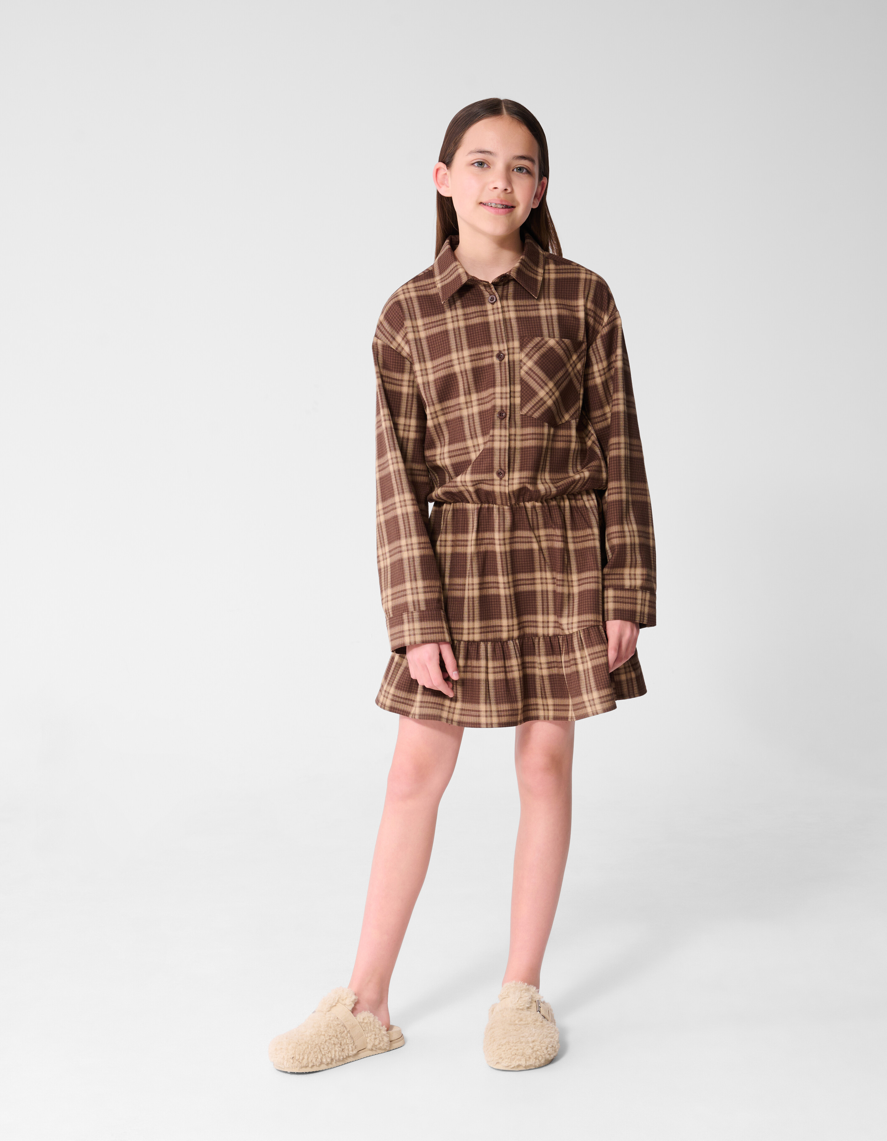Kariertes Kleid Braun SHOEBY GIRLS