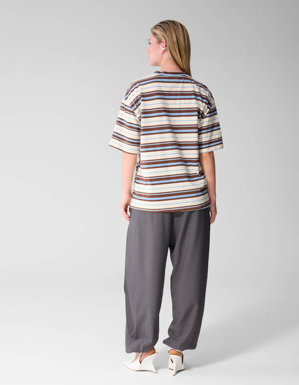 Gestreiftes T-Shirt mit Schal Gebrochenes Wei&szlig;/Sch SHOEBY WOMEN