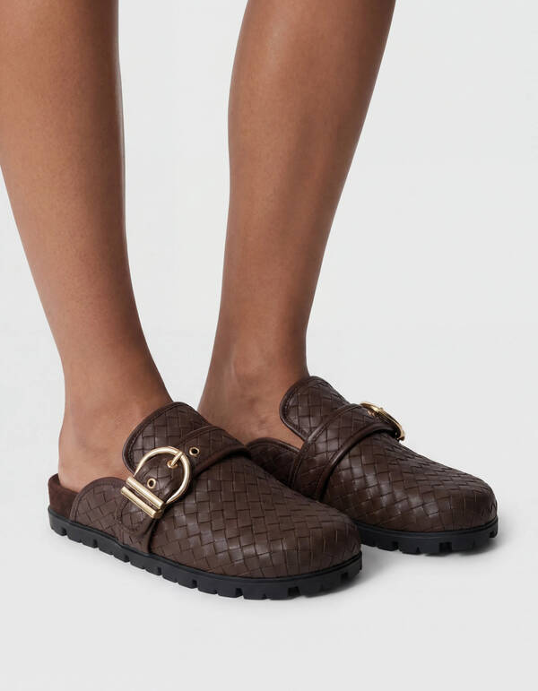 Geflochtene Schnallen Slipper Braun SHOEBY SHOES