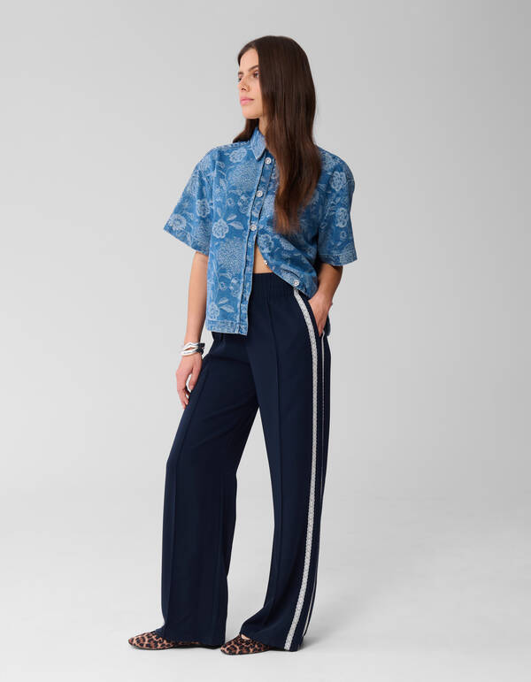 Sportliche Hose mit weitem Bein Dunkelblau SHOEBY WOMEN