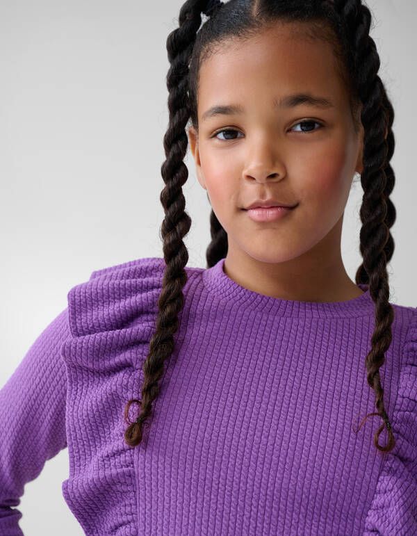 Kabel Ruffle Longsleeeve Top Lila SHOEBY GIRLS