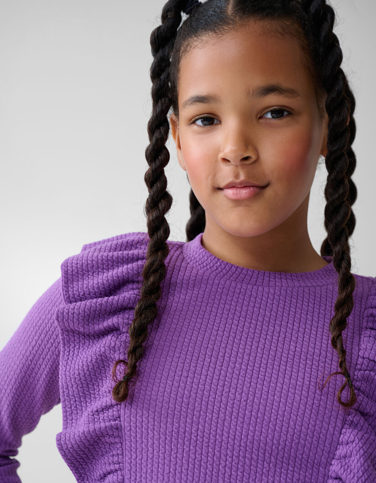 Kabel Ruffle Longsleeeve Top Lila SHOEBY GIRLS