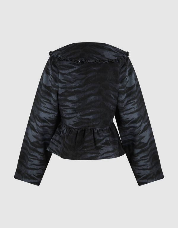 Tiger Collar Bluse Dunkelgrau SHOEBY WOMEN