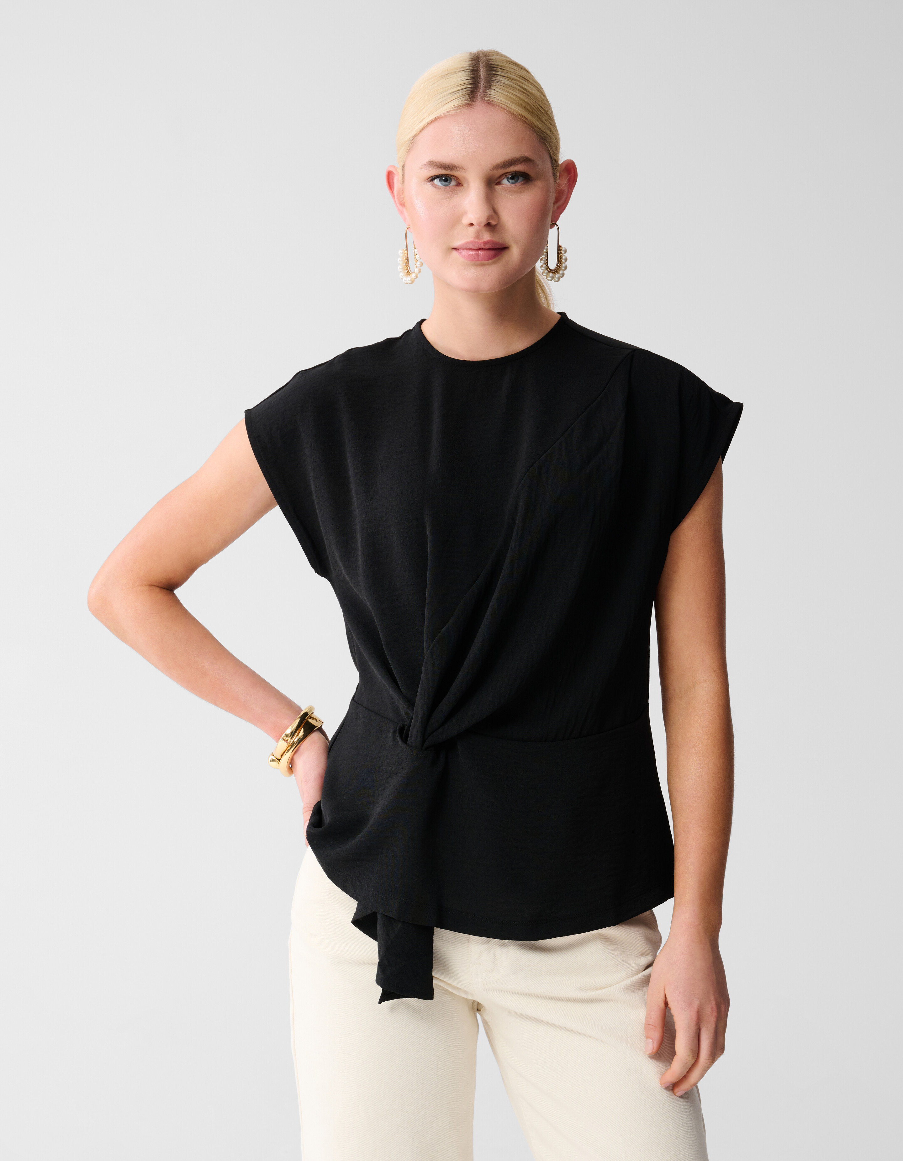 Twist-Top mit Knöpfen Schwarz SHOEBY WOMEN