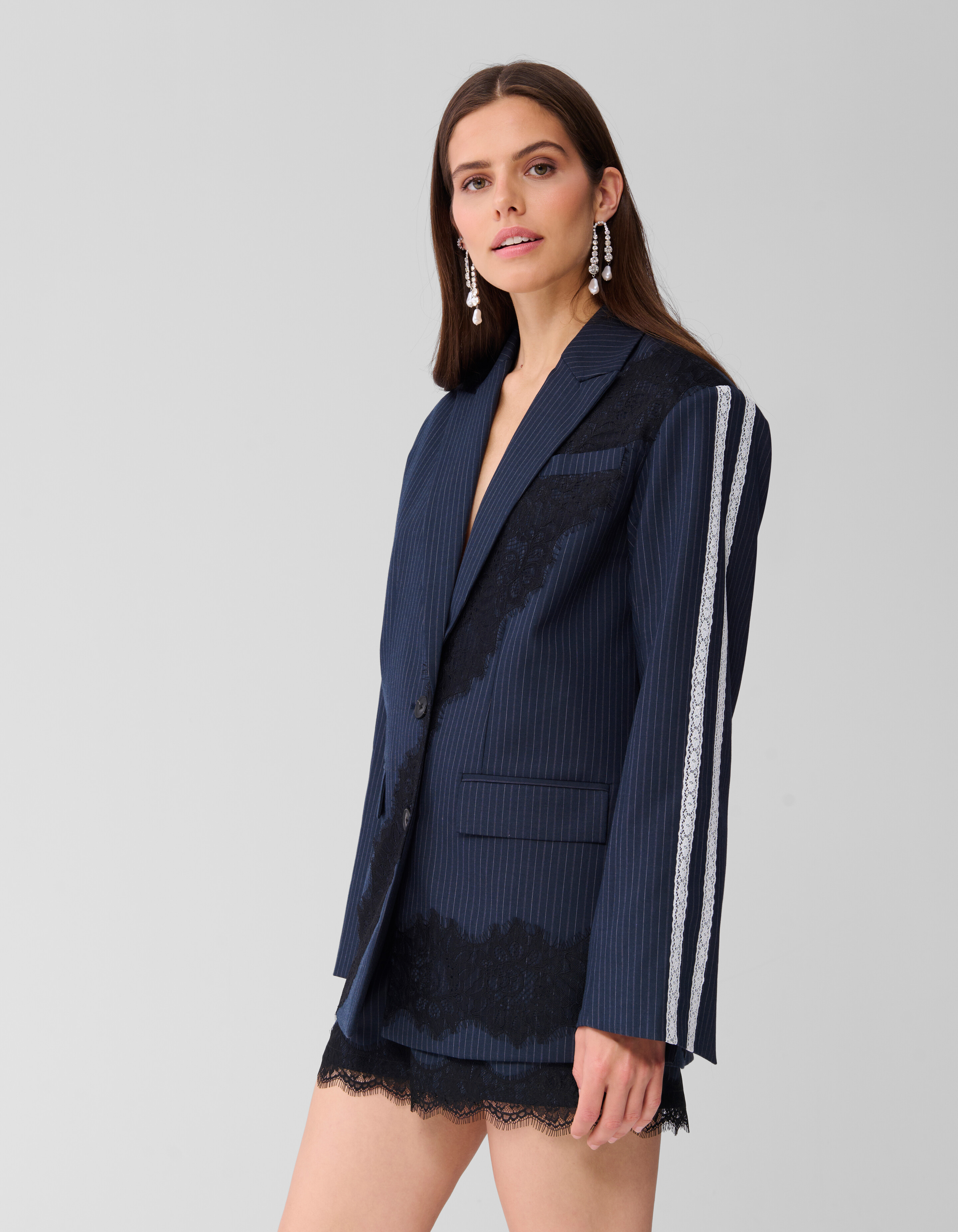 Übergroßer Blazer aus Spitze Dunkelblau SHOEBY WOMEN