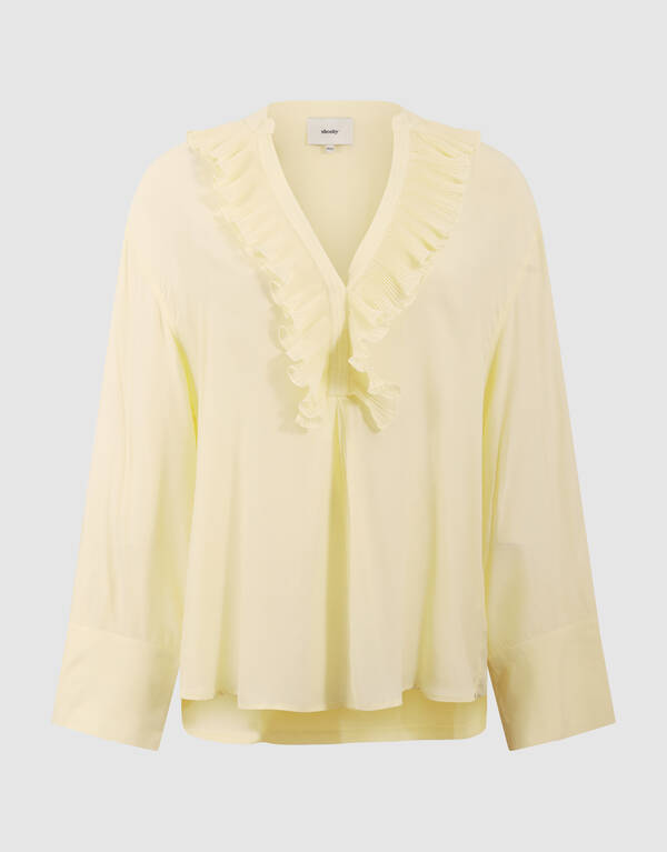 &Uuml;bergro&szlig;e Volantbluse Hellgelb SHOEBY WOMEN