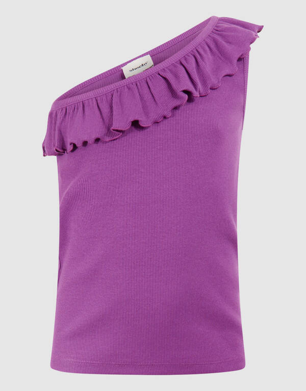 Ein-Schulter-R&uuml;schen-Top Lila SHOEBY GIRLS