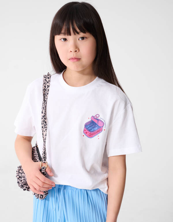 Sardinen Kunst T-Shirt Wei&szlig; SHOEBY GIRLS