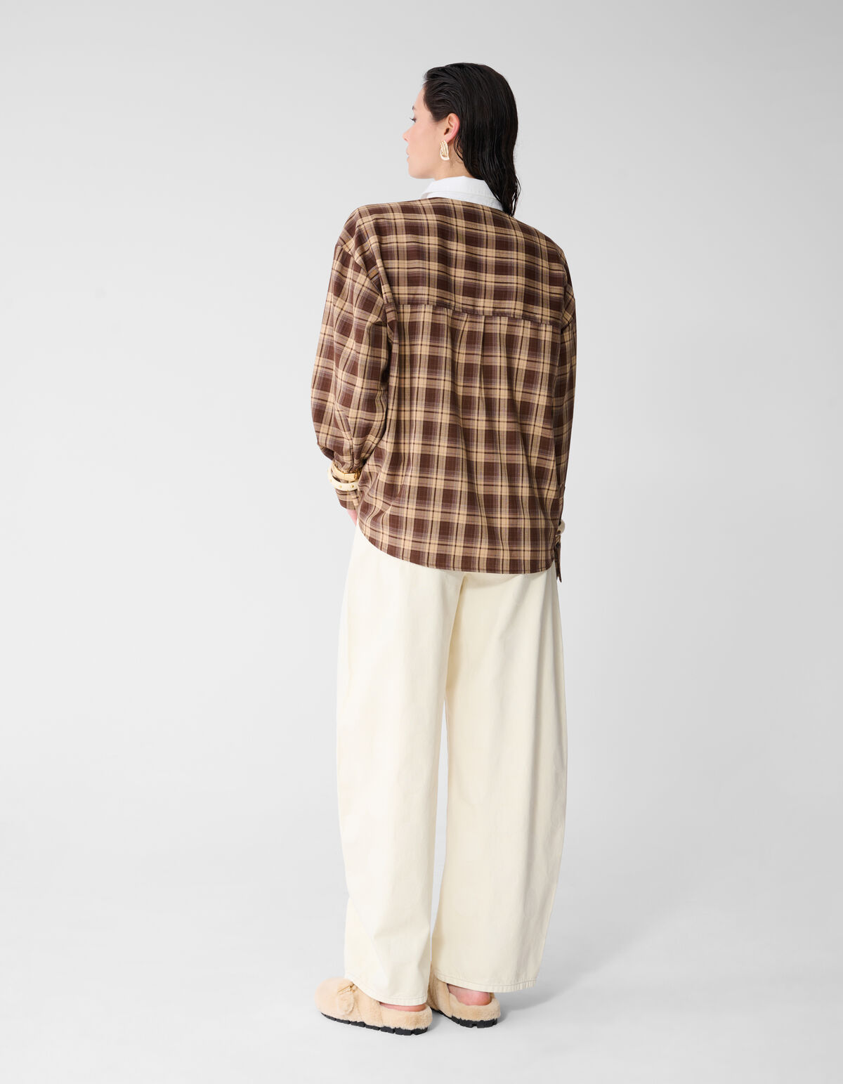 Bluse mit &uuml;bergro&szlig;en Karos, braun SHOEBY WOMEN