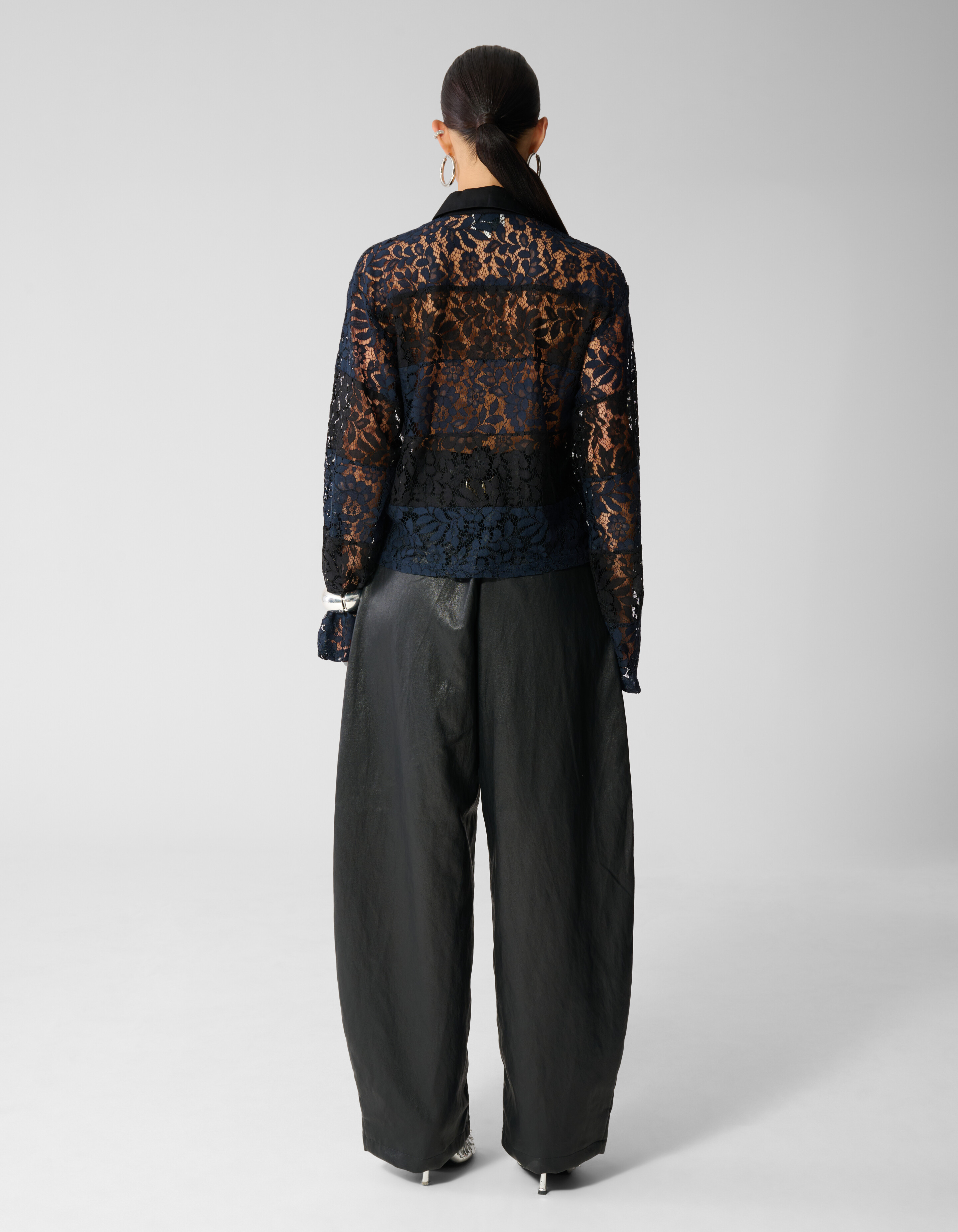 Gestreiftes Lace Polo schwarz/dunkelblau SHOEBY WOMEN