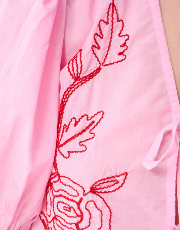 Bluse mit Stickerei Hellrosa SHOEBY WOMEN