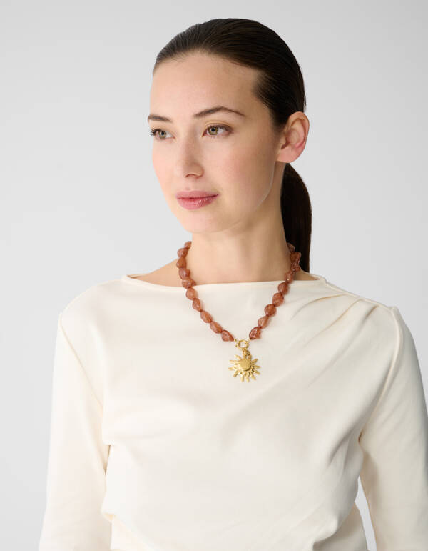 Gro&szlig;e Perlen-Sonnenkette Braun SHOEBY ACCESSOIRES