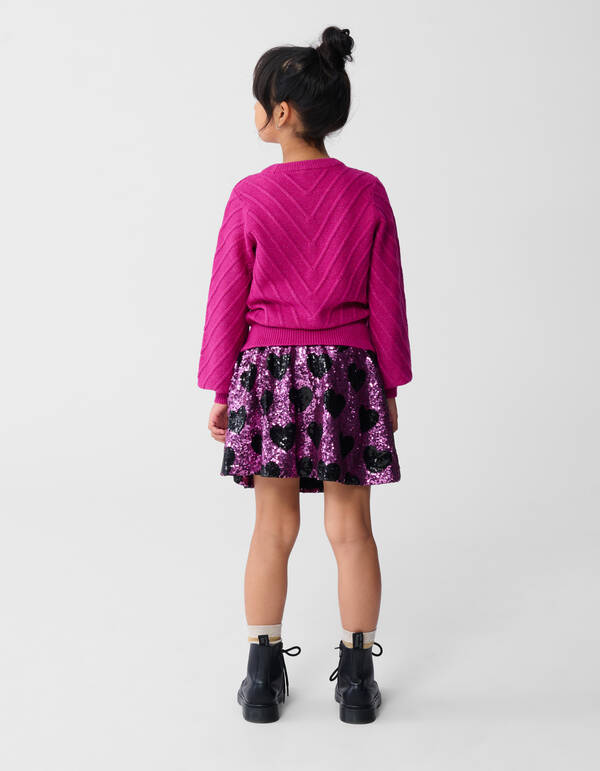 Glitzer-Strickpullover Dunkelrosa SHOEBY GIRLS