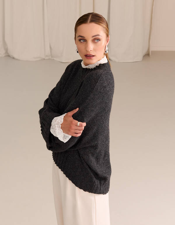Übergroßer Strickpullover Dunkelgrau von Mieke SHOEBY WOMEN