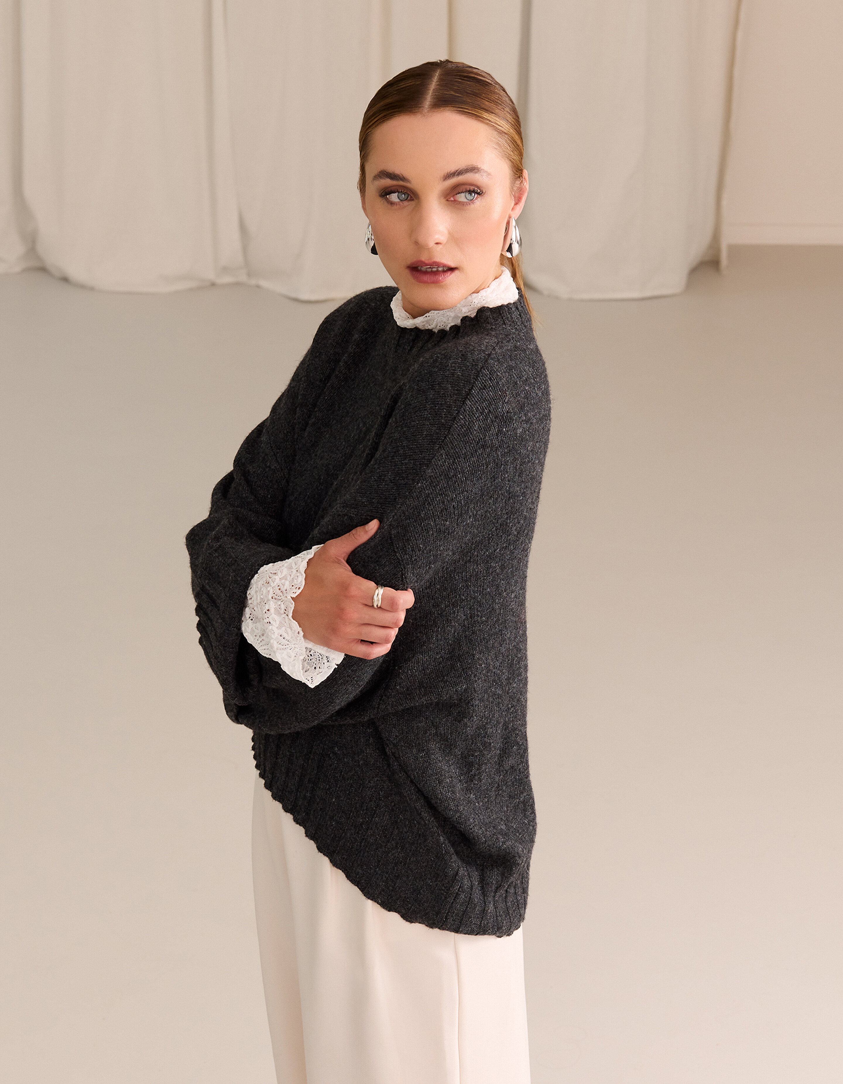 Übergroßer Strickpullover Dunkelgrau von Mieke SHOEBY WOMEN