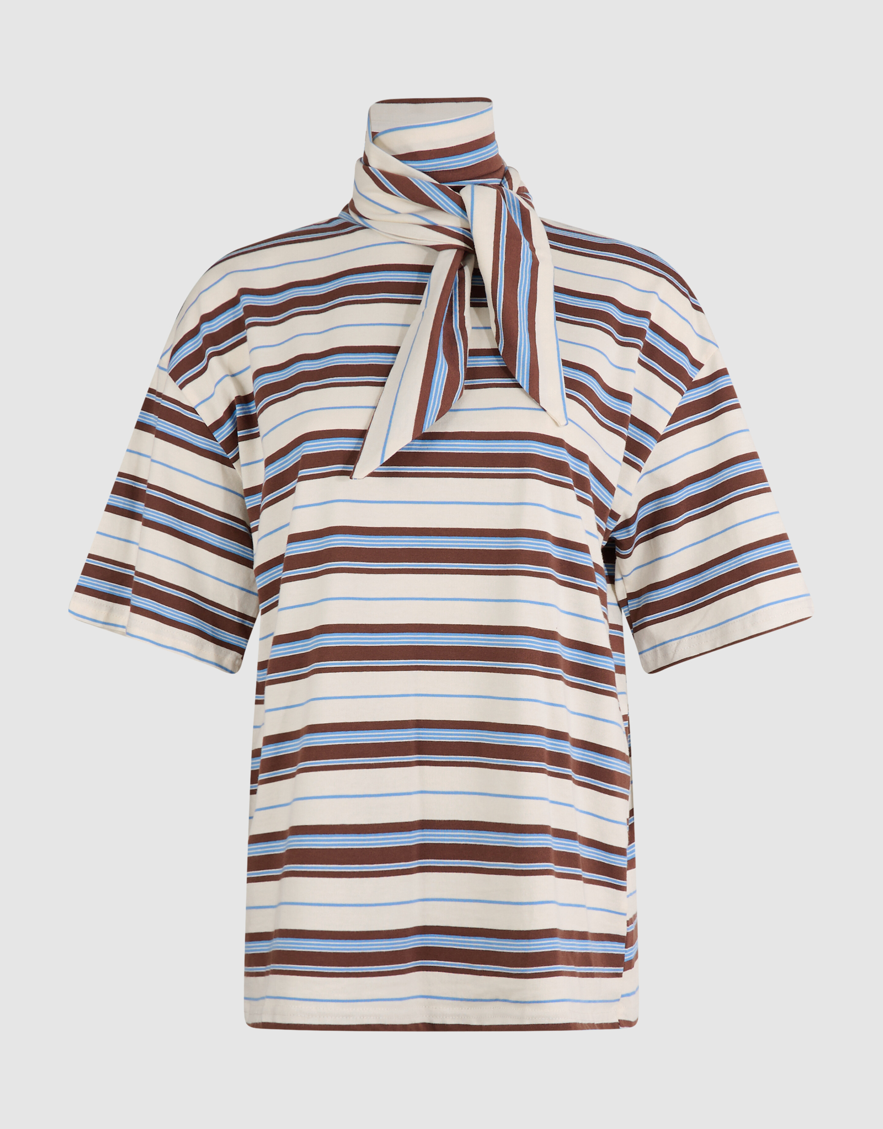 Gestreiftes T-Shirt mit Schal Gebrochenes Wei&szlig;/Sch SHOEBY WOMEN
