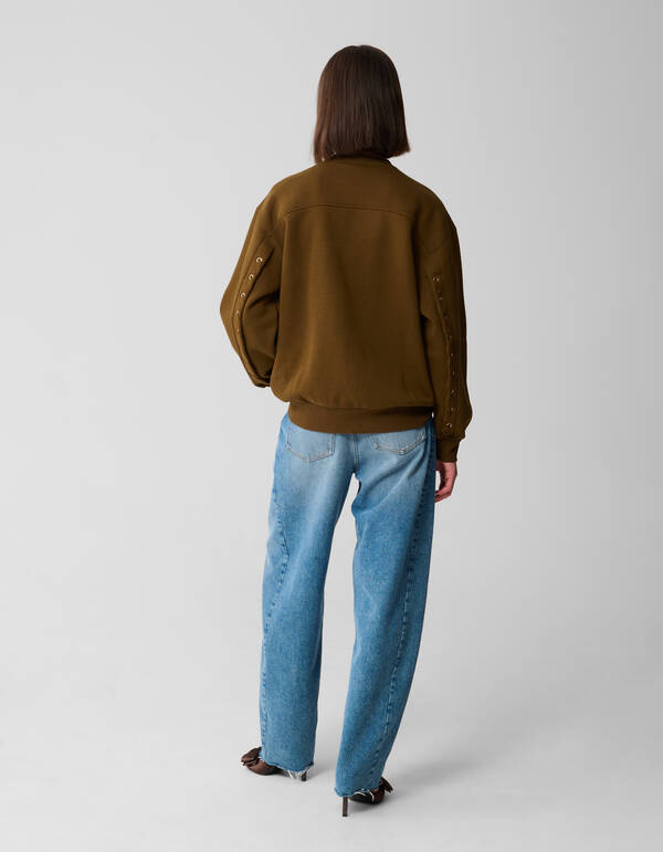 Pullover mit Schn&uuml;rung in Khaki SHOEBY WOMEN