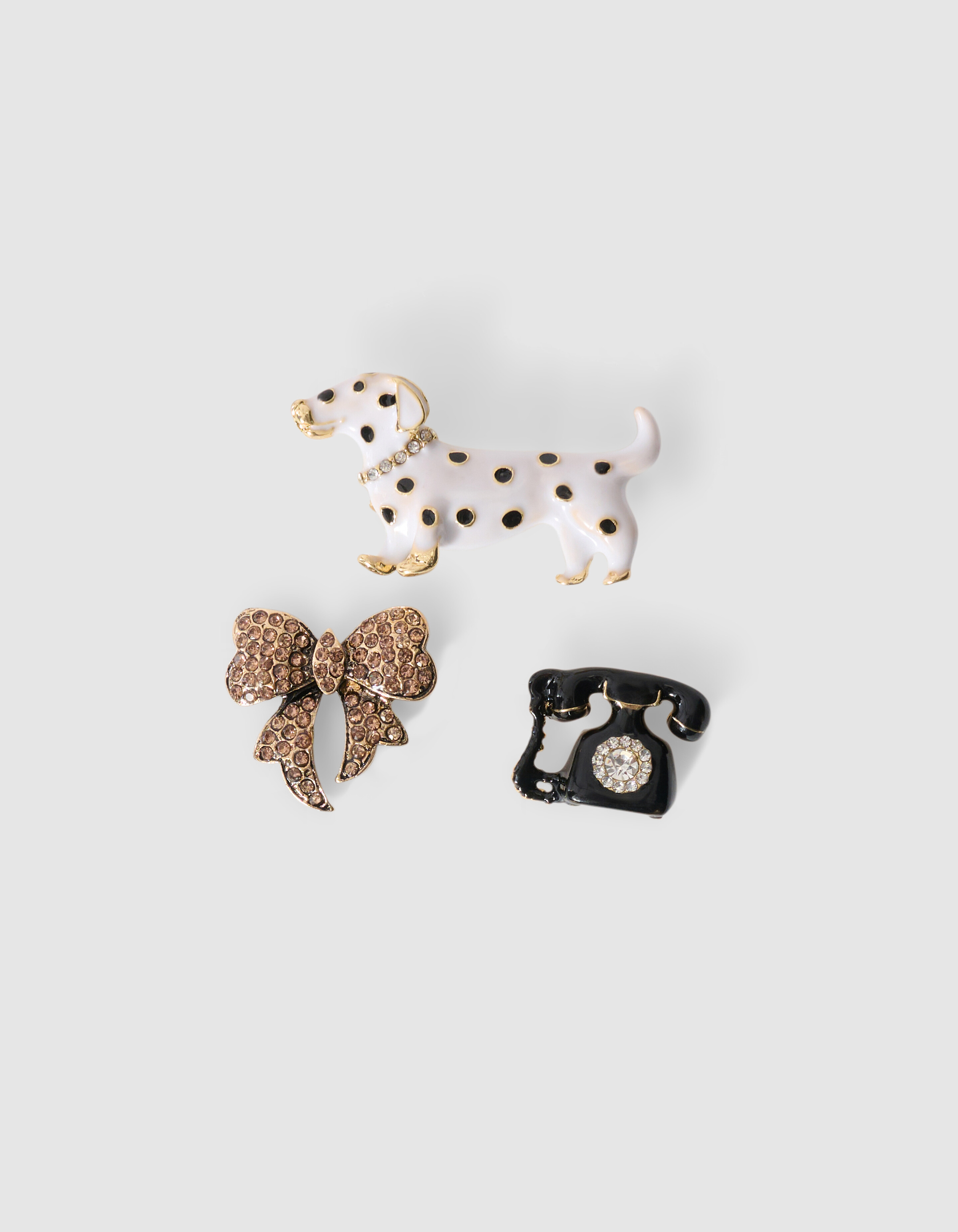 Polka-Punkt-Strass-Broschen-Set Wei&szlig; SHOEBY ACCESSOIRES